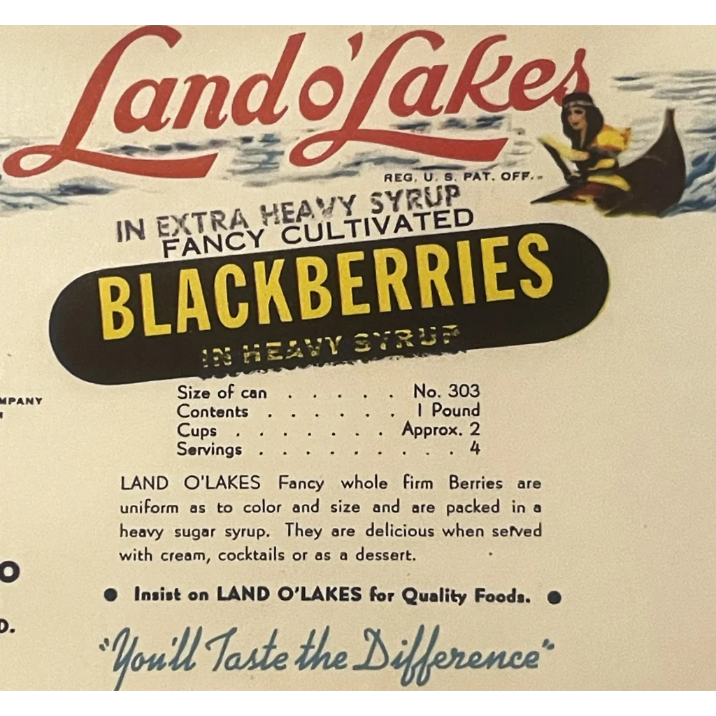 Rare Antique Vintage 1950s Land O’ Lakes Can Label Baltimore MD RIP Icon Mia! Advertisements OLakes - Exciting Find!