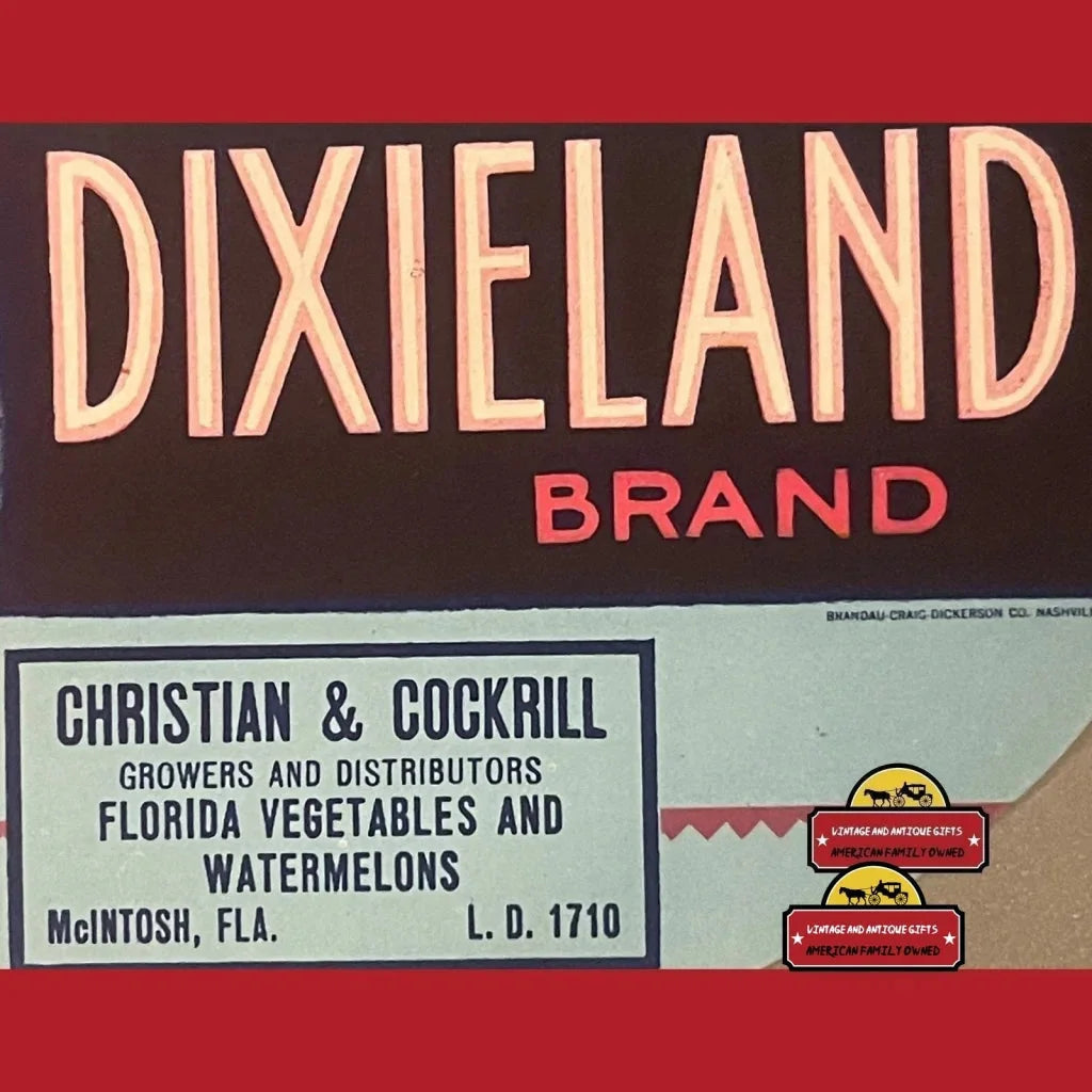 Rare Antique Vintage Dixieland Crate Label Mcintosh Fl 1930s - Advertisements - Labels. And Gifts