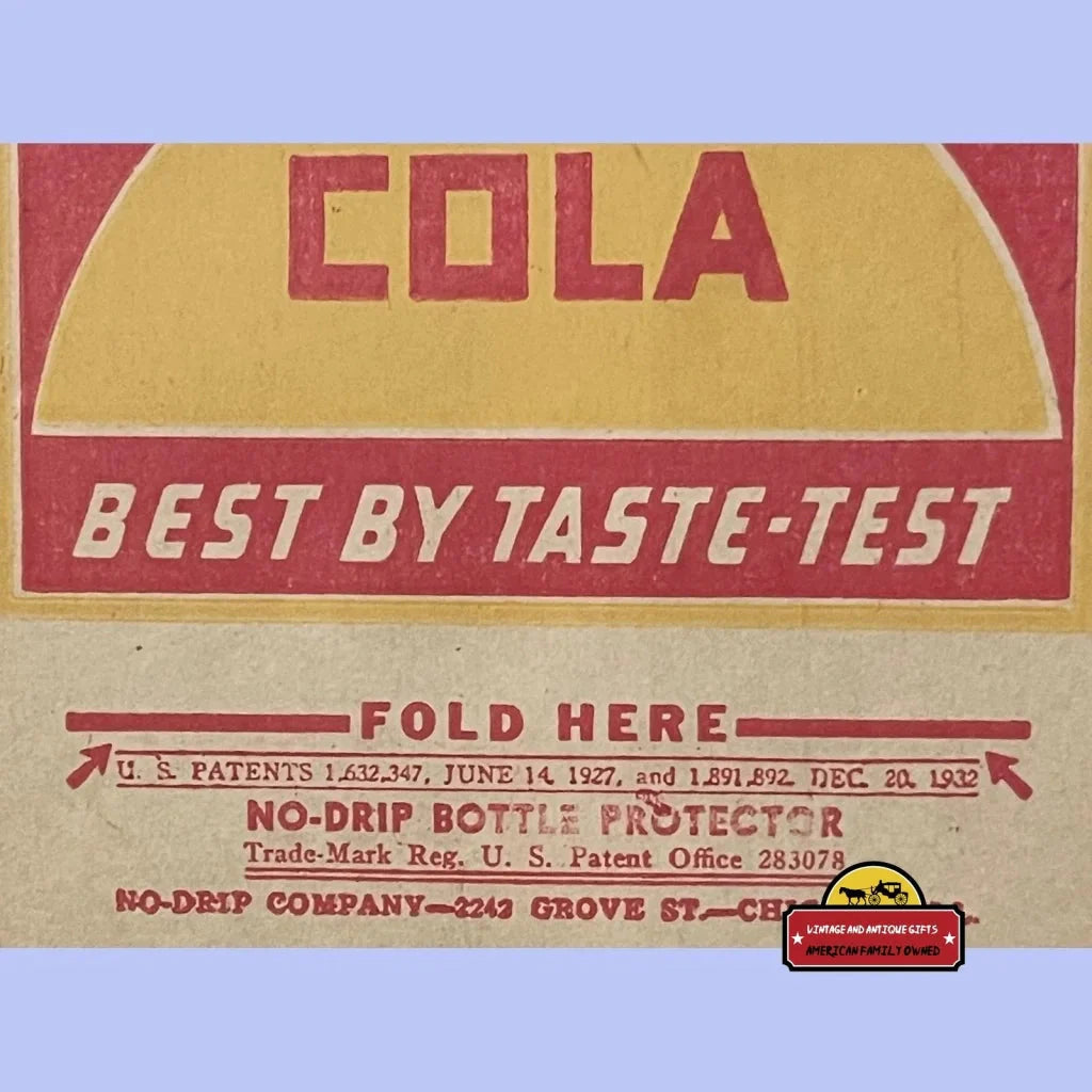 Vintage Royal Crown Cola label in vibrant red and yellow for collectors’ bottle protector