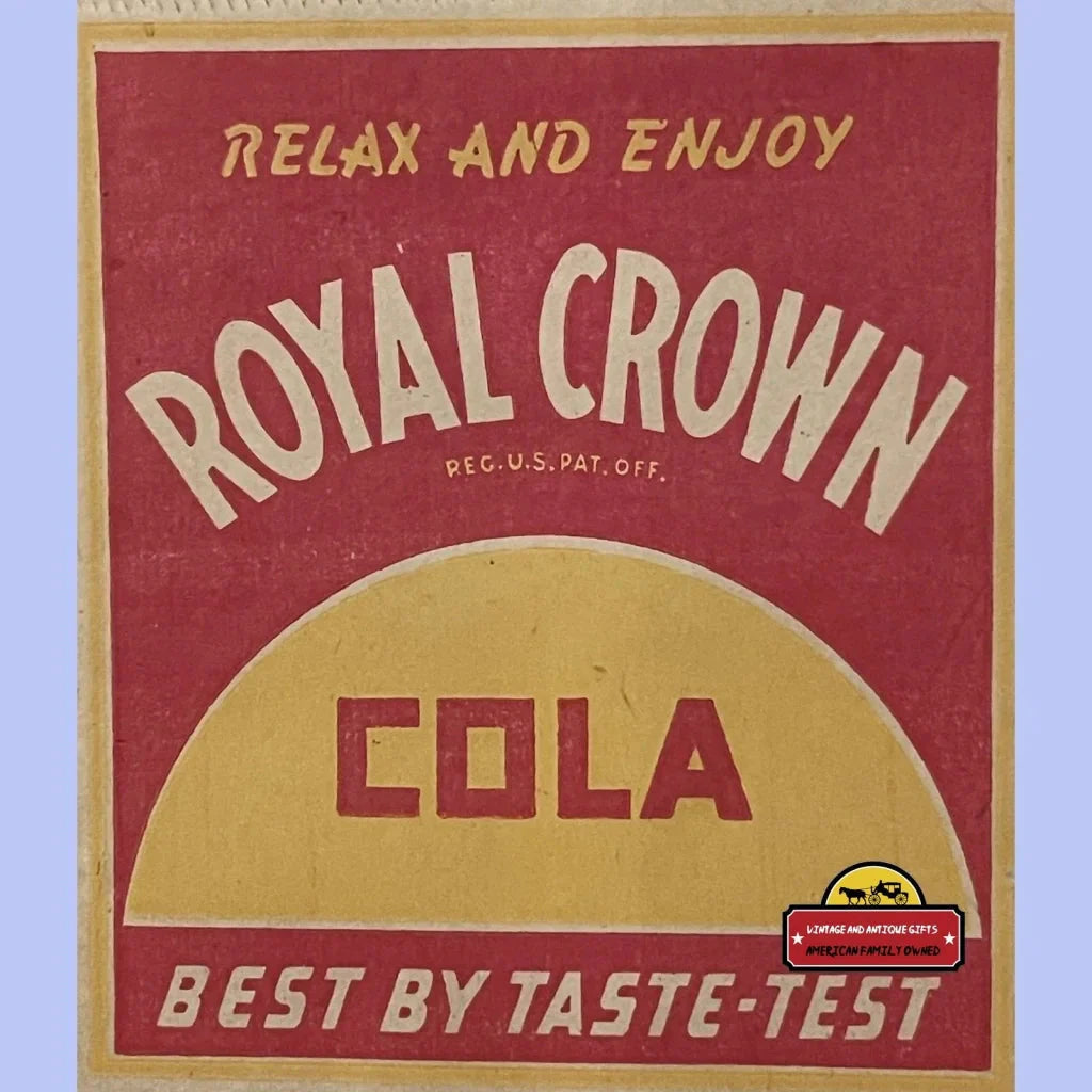 Vintage Royal Crown Cola poster in bold red and yellow colors, perfect for collectors