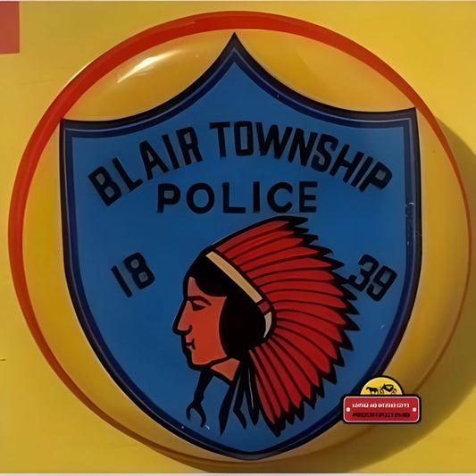 Rare Blair Township vintage tin litho police badge with Native American profile