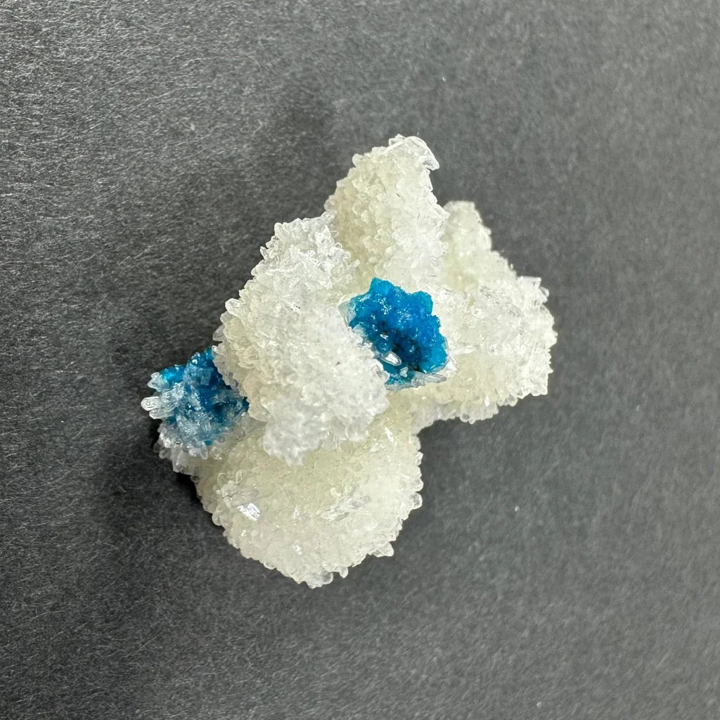 Rare Blue Cavansite Crystal Cluster from India with translucent white formation