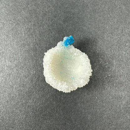 Rare blue Cavansite crystal cluster from India, translucent shell-shaped candy with protruding sugar crystal