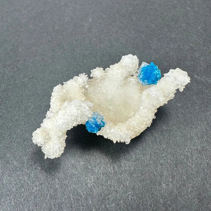 Rare Blue Cavansite Crystal Cluster from India with white and blue accents