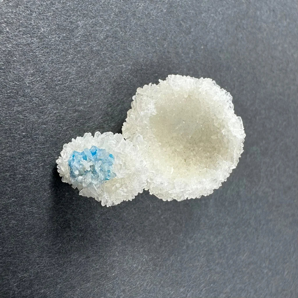Rare blue Cavansite crystal cluster from India with translucent white formation