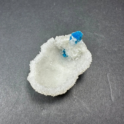 Stunning white geode with blue Cavansite inclusions from India