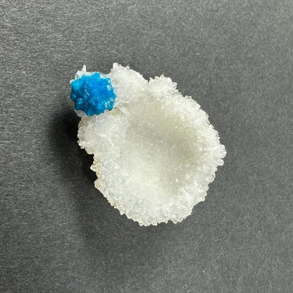Vibrant rare blue Cavansite crystal cluster from India on translucent base