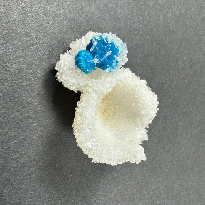 Rare blue Cavansite crystal cluster from India on frosted base