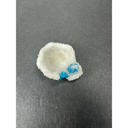 Rare blue Cavansite crystal cluster from India with sugar shell and candy center