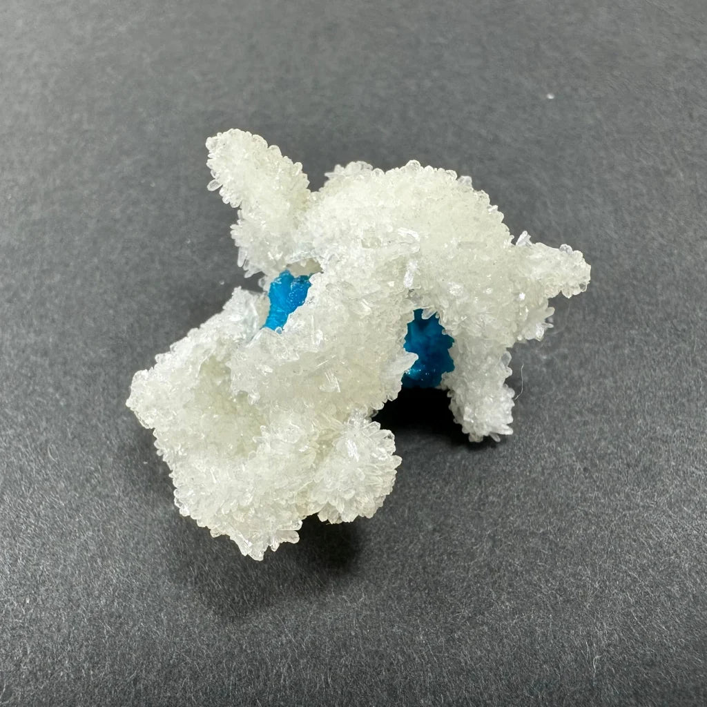 Rare Blue Cavansite Crystal Cluster from India, white with blue accents