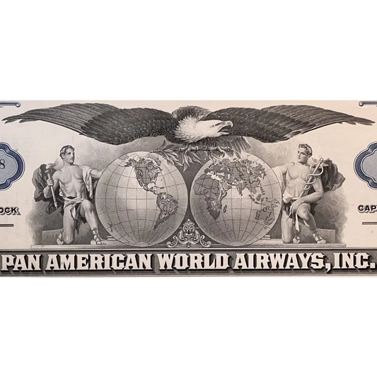 Rare 🤩 Blue Vintage 1960s - 1970s Pan Am American World Airways Stock Certificate RIP Collectibles 60s-70s - Treasure!