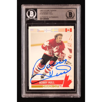 Graded Bobby Hull Canada Cup 76 hockey card with autograph in the Rare Bobby Hull Signed collection