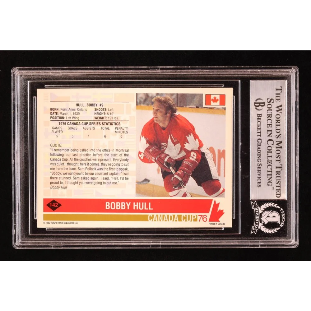 Graded Bobby Hull Canada Cup 76 hockey card from Rare Bobby Hull Signed collection