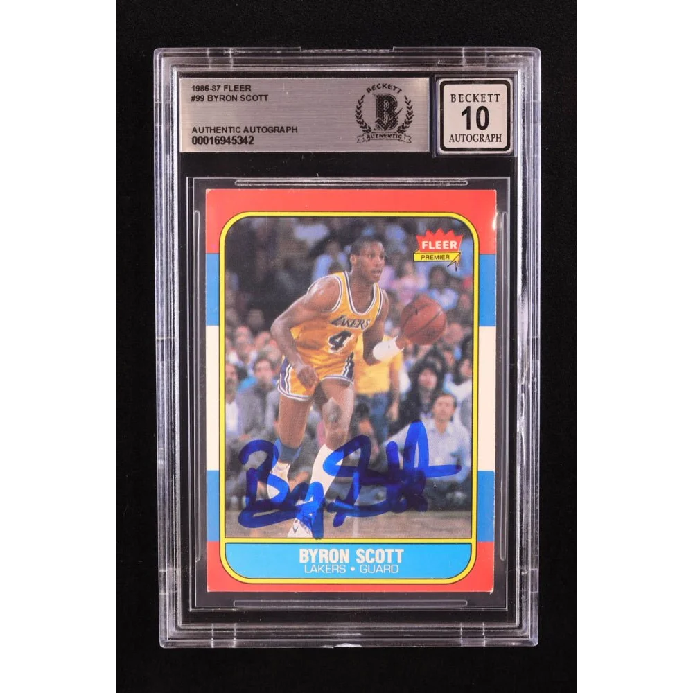 Rare Byron Scott 1986 Fleer autographed basketball card with BGS authentication