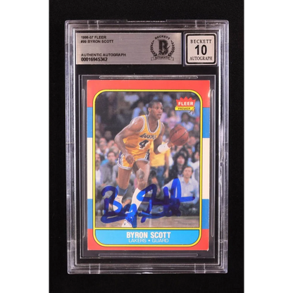 Rare Byron Scott 1986 Fleer autographed basketball card with BGS authentication