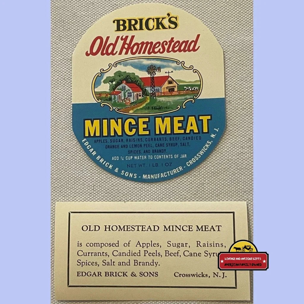 Rare 🧑‍🌾 Combo Antique Vintage 1910s - 1930s Old Homestead Mince Meat Labels Advertisements 1910s-1930s