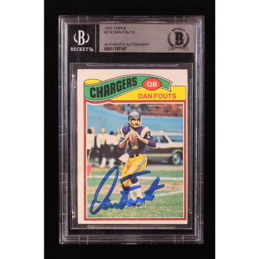 Rare Dan Fouts signed 1977 Topps football card in BGS slab HOF legend collectible