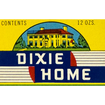 Vintage Dixie Home label from the 1930s on rare Dixie Home peanut butter jar