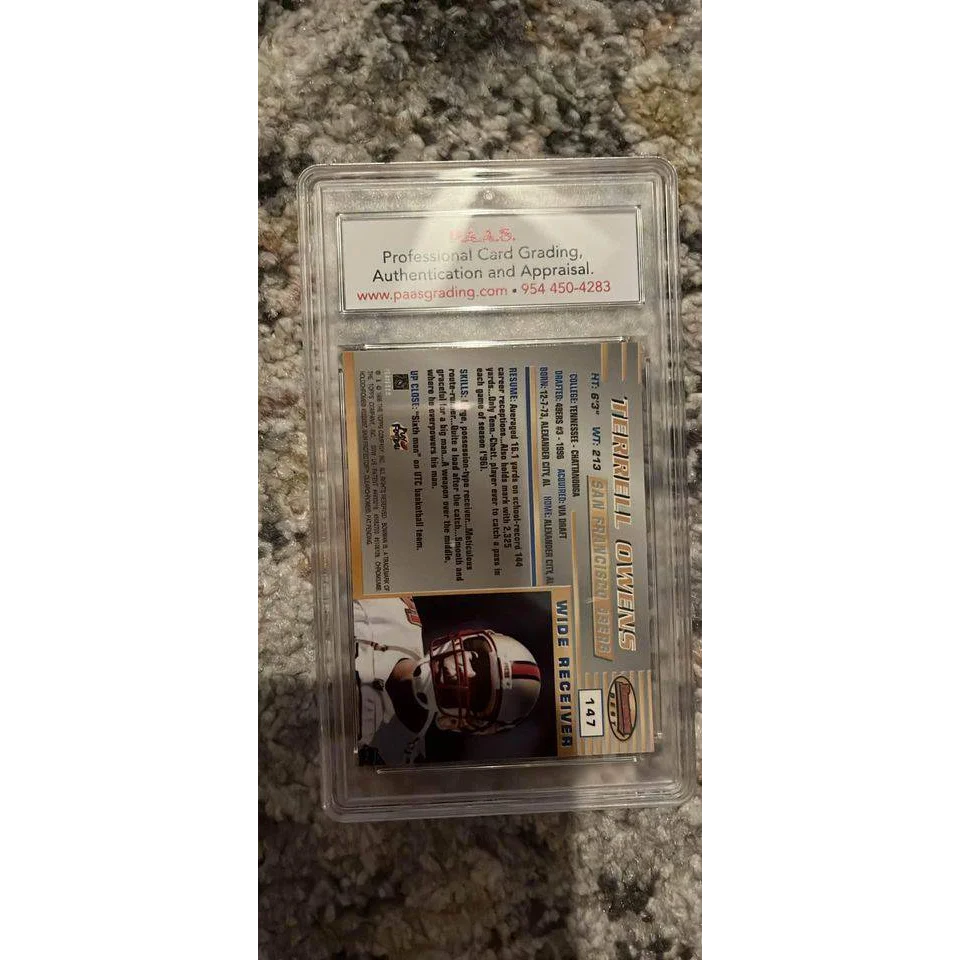 Graded 1996 Terrell Owens rookie football card for your memorabilia collection