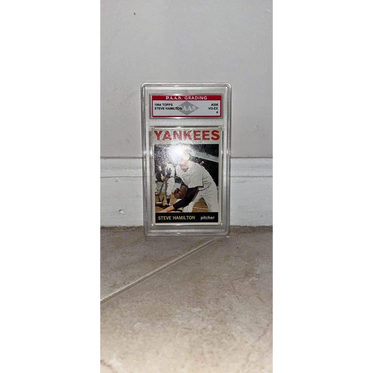 A graded 1964 Topps Steve Hamilton baseball card from the rare Hamilton card collection