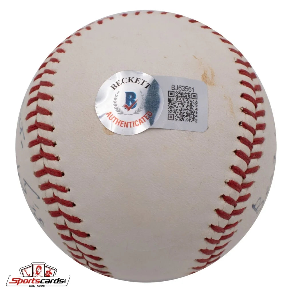 Rare Hank Severeid signed 1963 baseball with red stitching, Beckett authentication
