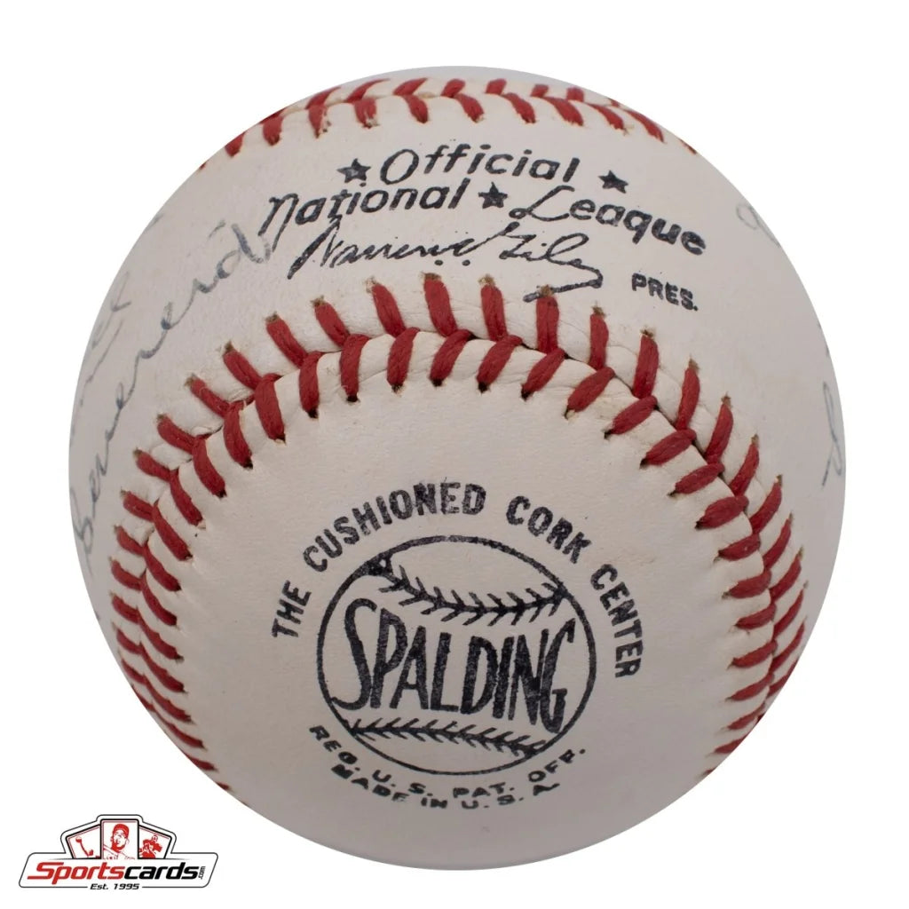 Rare Hank Severeid signed Spalding baseball with red stitching, Beckett authenticated