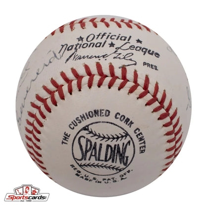 Rare Hank Severeid signed Spalding baseball with red stitching, Beckett authenticated