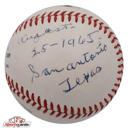 Rare Hank Severeid signed baseball with 1963 San Antonio inscription