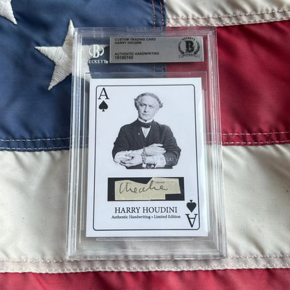 Rare Harry Houdini ace of spades card with authentic handwriting
