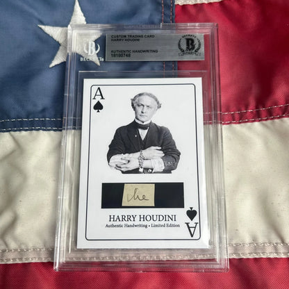 Graded Harry Houdini trading card with authentic handwritten word, perfect for collectors