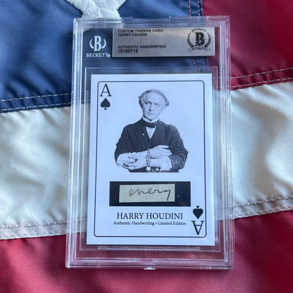 Rare Harry Houdini ace of spades card with authentic handwriting