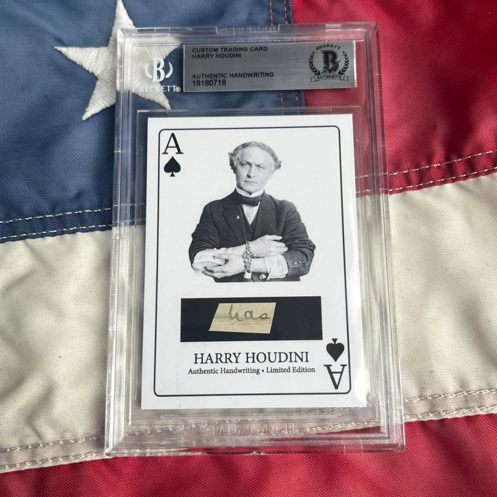 Harry Houdini graded trading card with authentic handwritten word from the dropdown menu