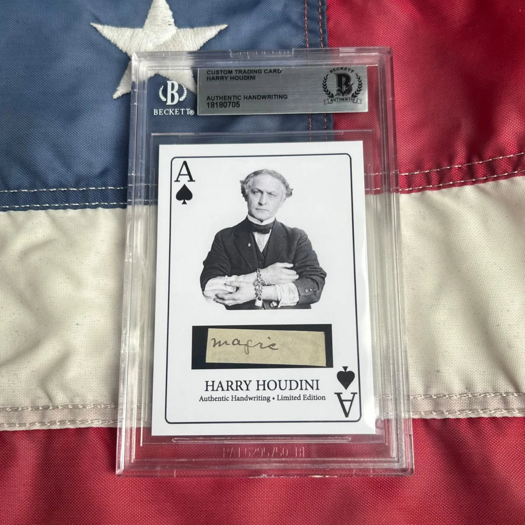 Beckett-graded Harry Houdini custom trading card with authentic handwritten word in dropdown menu