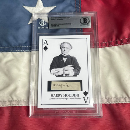 Beckett-graded Harry Houdini custom trading card with authentic handwritten word in dropdown menu