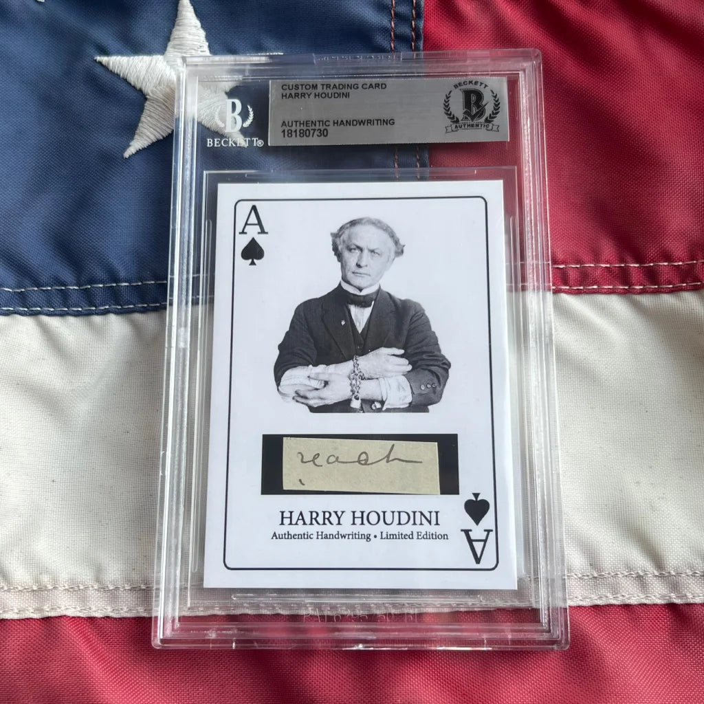 Rare Harry Houdini ace of spades card with authentic handwriting