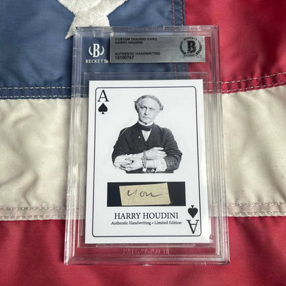 Graded Harry Houdini trading card with handwritten word from Rare Houdini Signed Cards collection