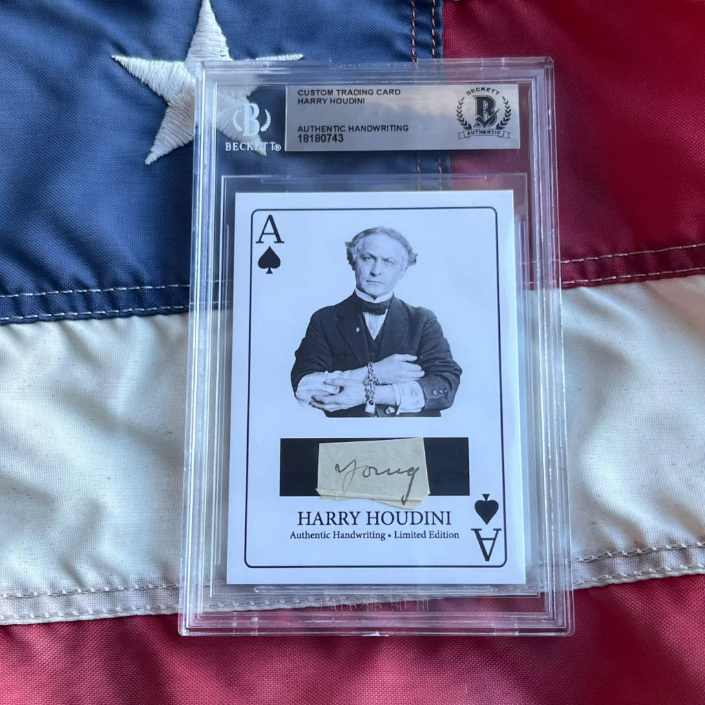 Rare Harry Houdini ace of spades card with authentic handwritten signature