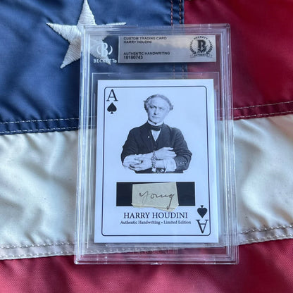 Rare Harry Houdini ace of spades card with authentic handwritten signature