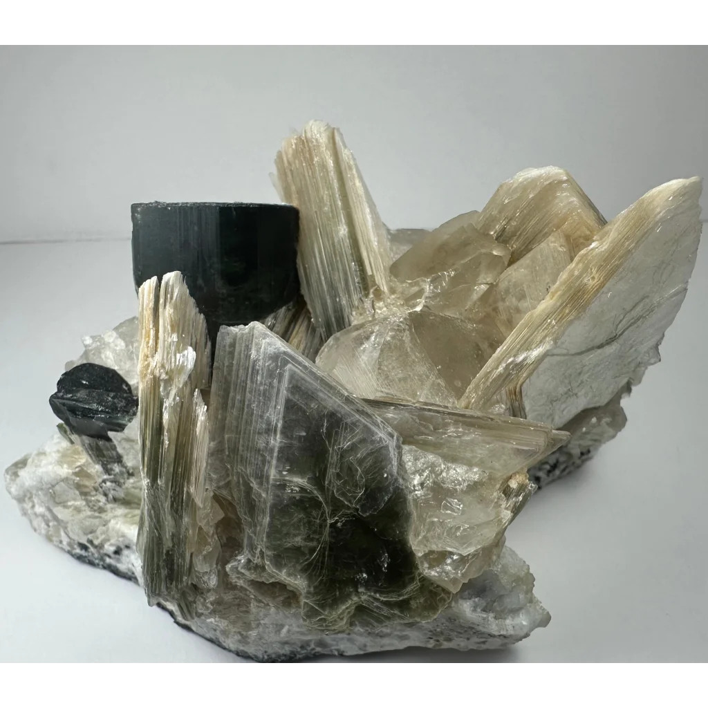 Rare indicolite tourmaline crystal from Afghanistan with quartz