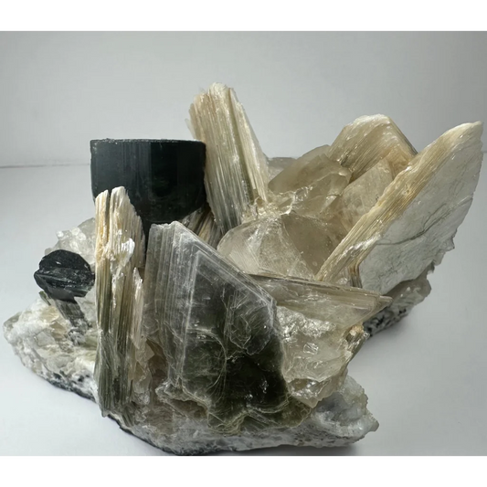 Rare indicolite tourmaline crystal from Afghanistan with quartz