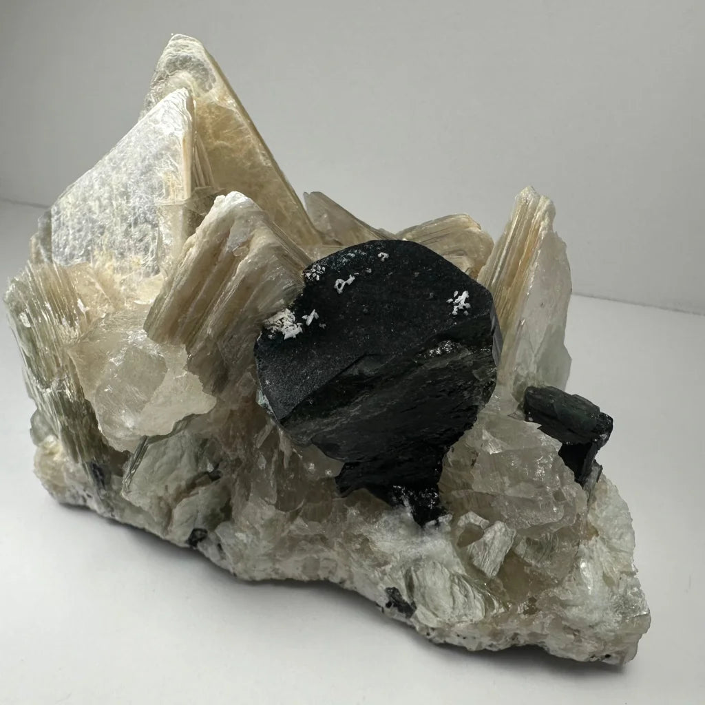 Rare Indicolite Tourmaline crystal from Afghanistan, black quartz specimen