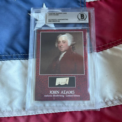 Rare John Adams legal document handwriting card in framed protective case