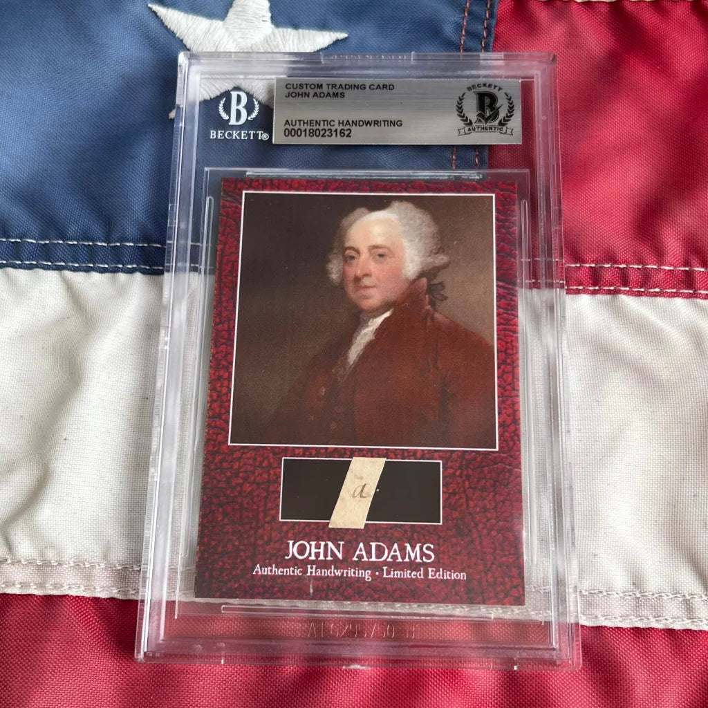 John Adams authentic handwriting trading card in protective slab for legal document fans