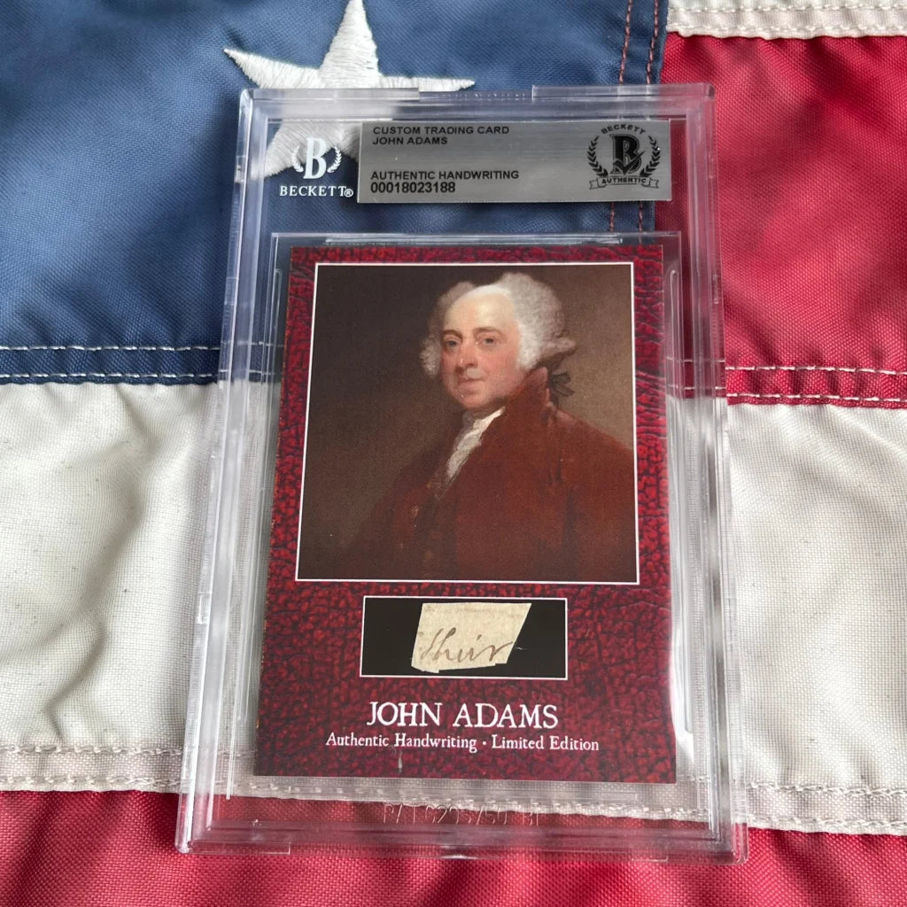 Graded John Adams legal document trading card with handwriting swatch for collectors