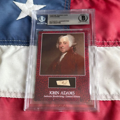 Beckett-graded John Adams legal document trading card with authentic Adams handwriting