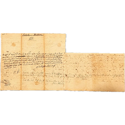 Handwritten legal document with numbered docket from Rare John Adams Legal Document Cards