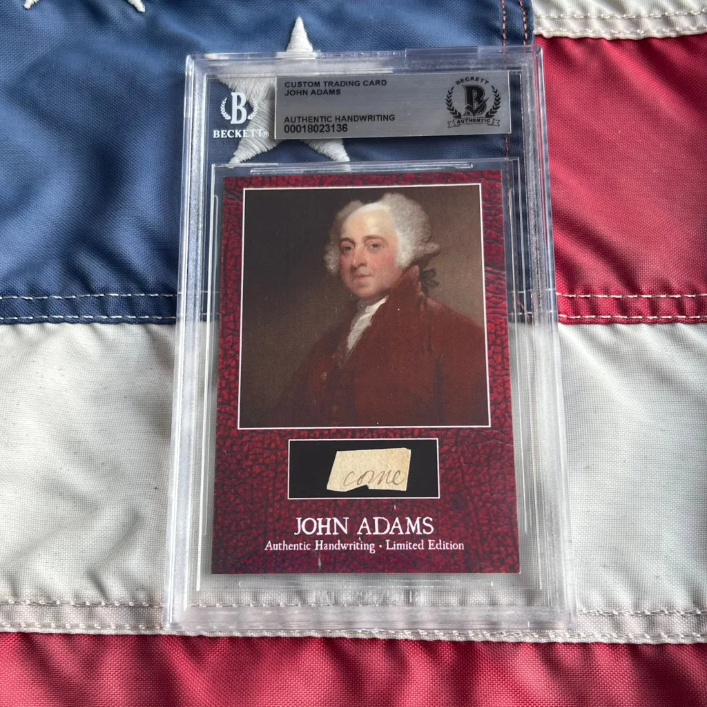 Rare John Adams legal document handwriting card with signature