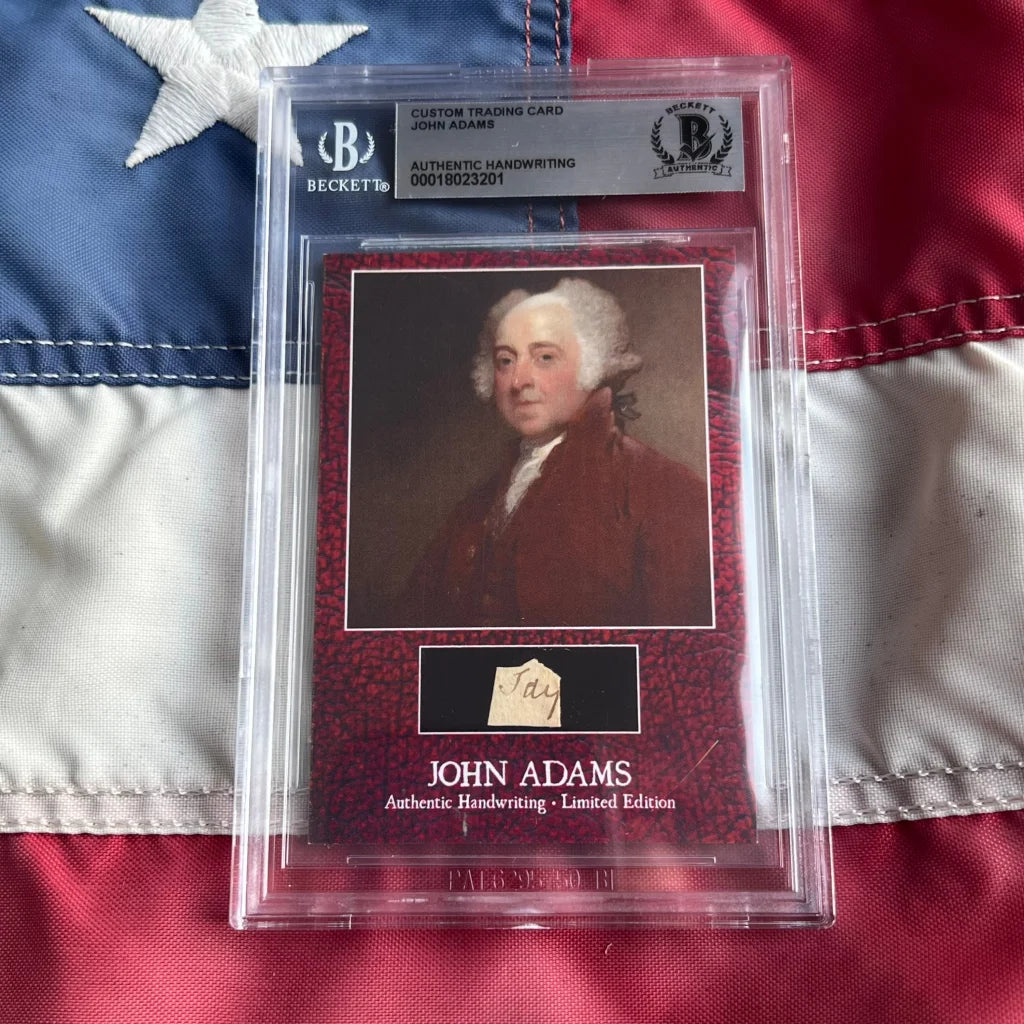 Rare John Adams handwriting cards with authentic legal document portrait