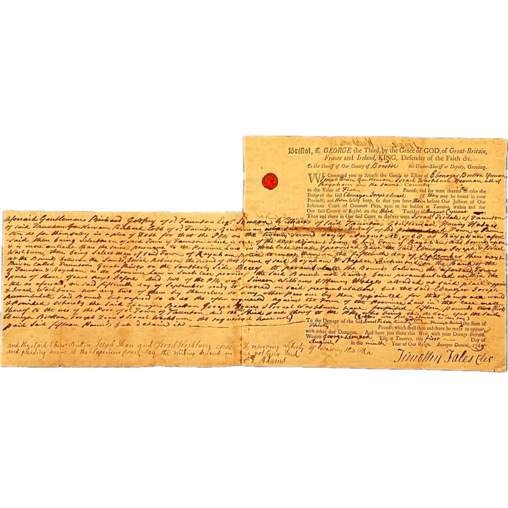 Rare John Adams legal document with authentic Adams handwriting and red wax seal