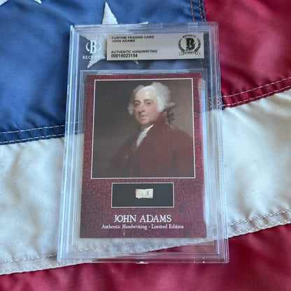 Beckett-authenticated rare John Adams handwriting card with legal document sample